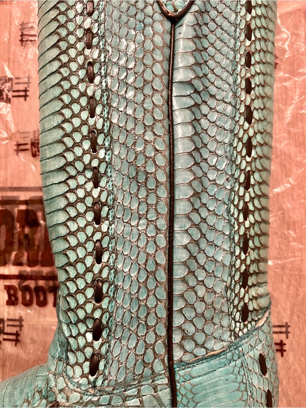 Corral Turquoise Snakeskin Western Knee Boots - Picture 9 of 13
